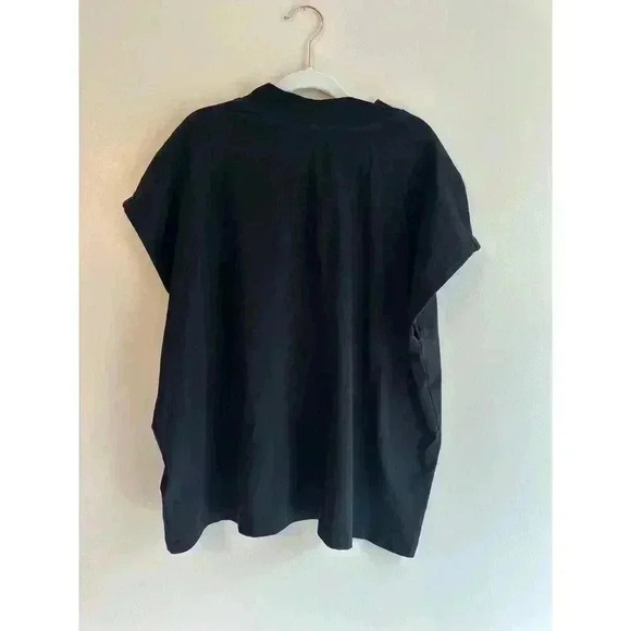 Athleta Away Mock Neck Tee Black Relaxed Lightweight Supima Cotton Blend Size M - Picture 5 of 8